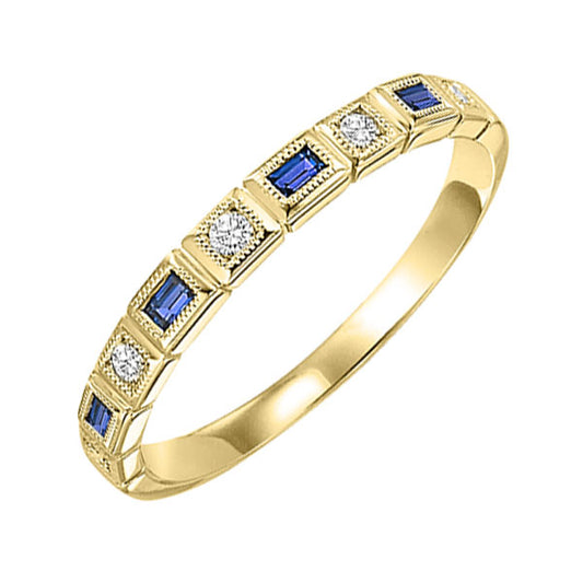 Gems One 14Kt Yellow Gold Diamond (1/12Ctw) & Sapphire (1/8 Ctw) Ring