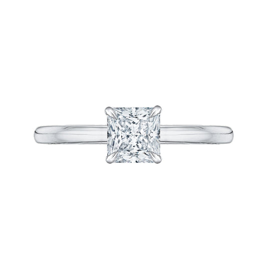 Shah Luxury 14K Two-Tone Gold Princess Cut Diamond Solitaire Engagement Ring (Semi-Mount)