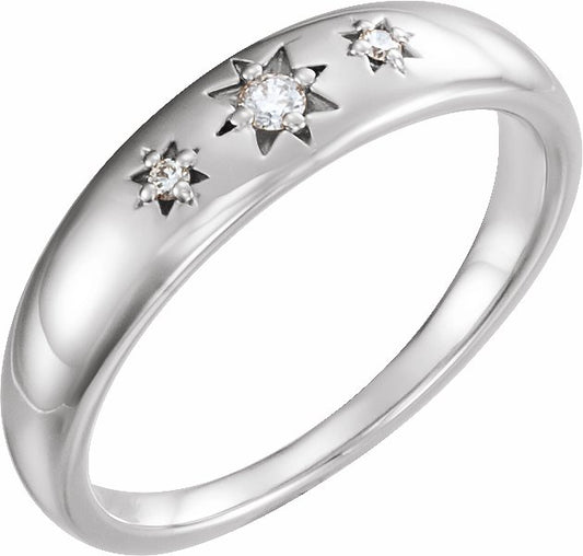 14K White .05 CTW Diamond Starburst Ring
