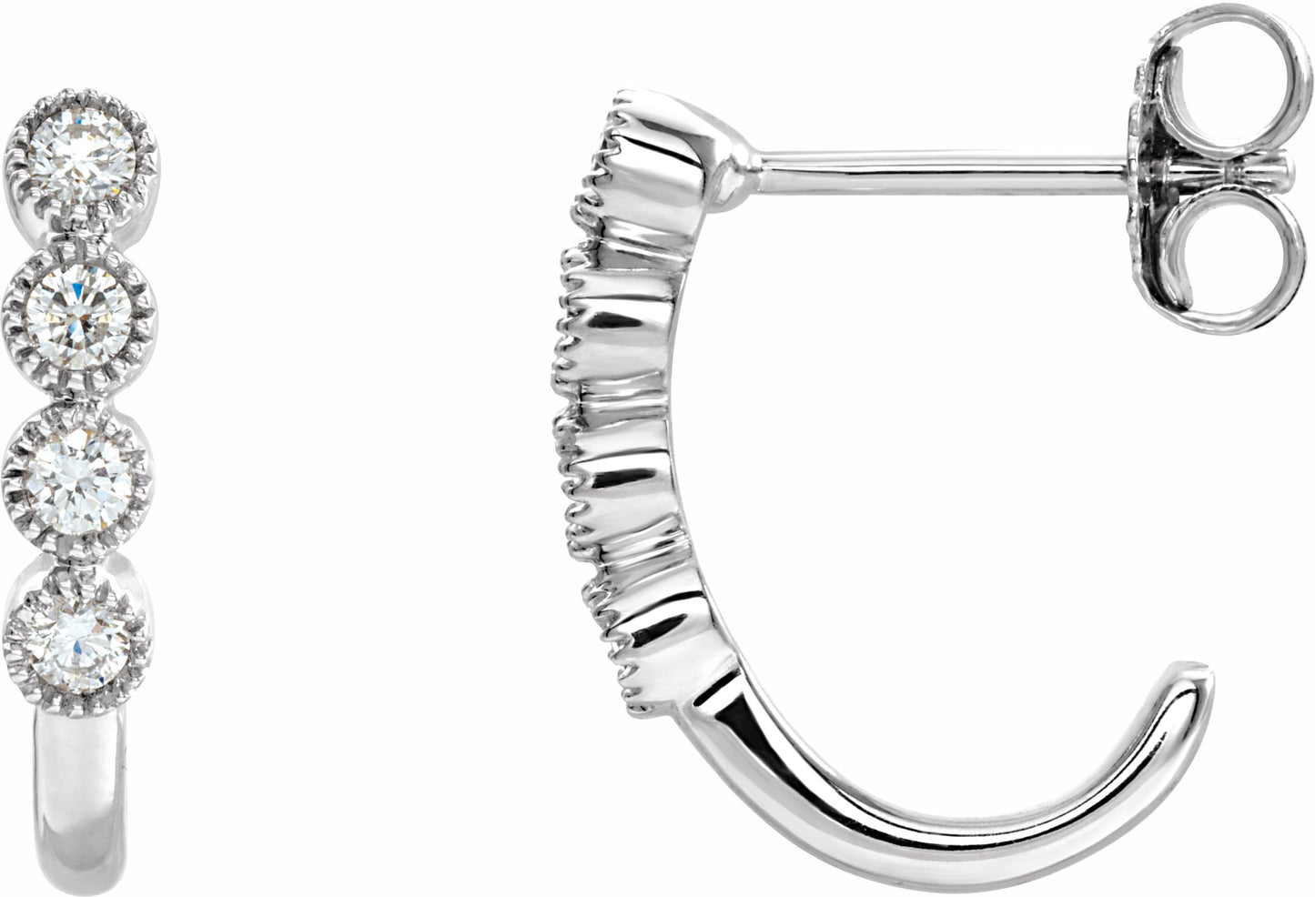 14K White 1/4 CTW Diamond J-Hoop Earrings