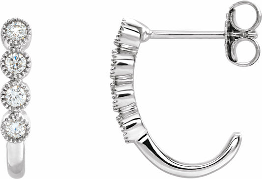 14K White 1/4 CTW Diamond J-Hoop Earrings