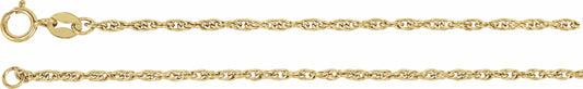 14K Yellow 1.75 mm Solid Rope 7 Chain
