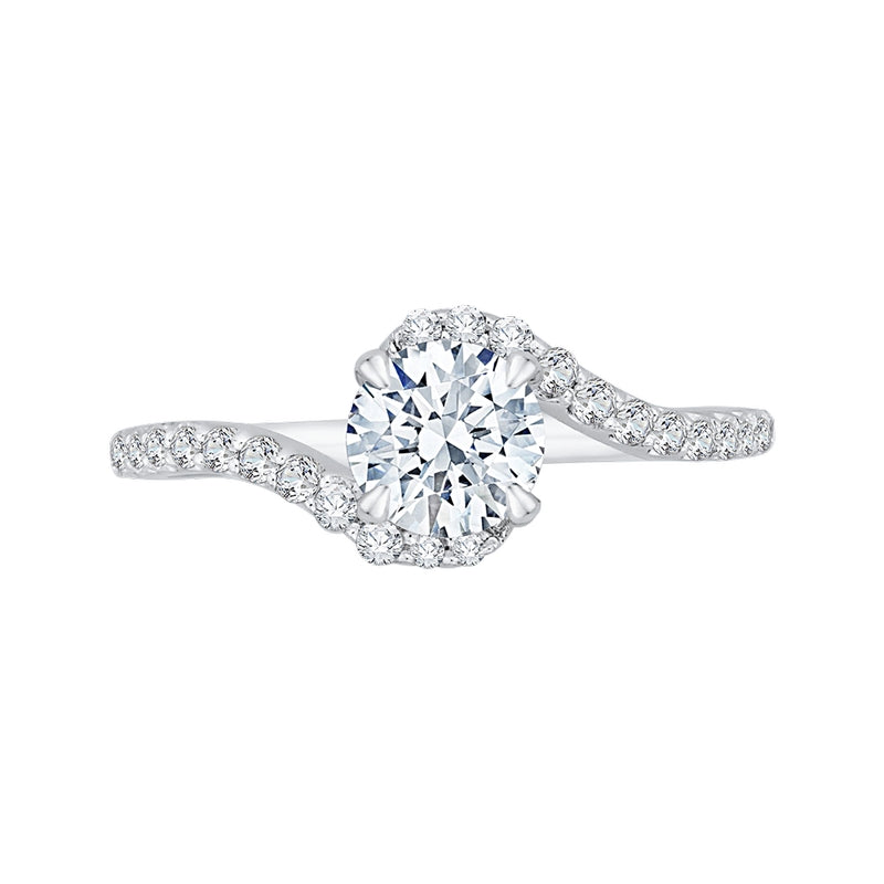 Shah Luxury 14K White Gold Round Diamond Promise Engagement Ring (Semi-Mount)
