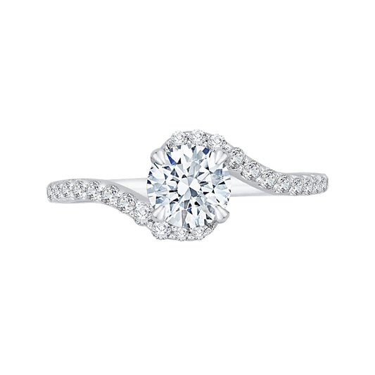 Shah Luxury 14K White Gold Round Diamond Promise Engagement Ring (Semi-Mount)