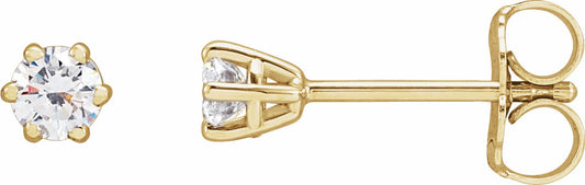 14K Yellow 3.2 mm I3 1/4 CTW Diamond 6-Prong Wire Basket Earrings