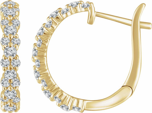 14K Yellow 5/8 CTW Diamond Hoop Earrings