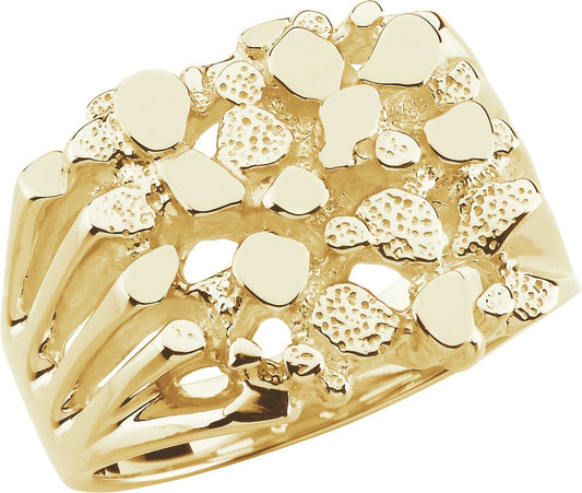 14K Yellow Men's Nugget Ring