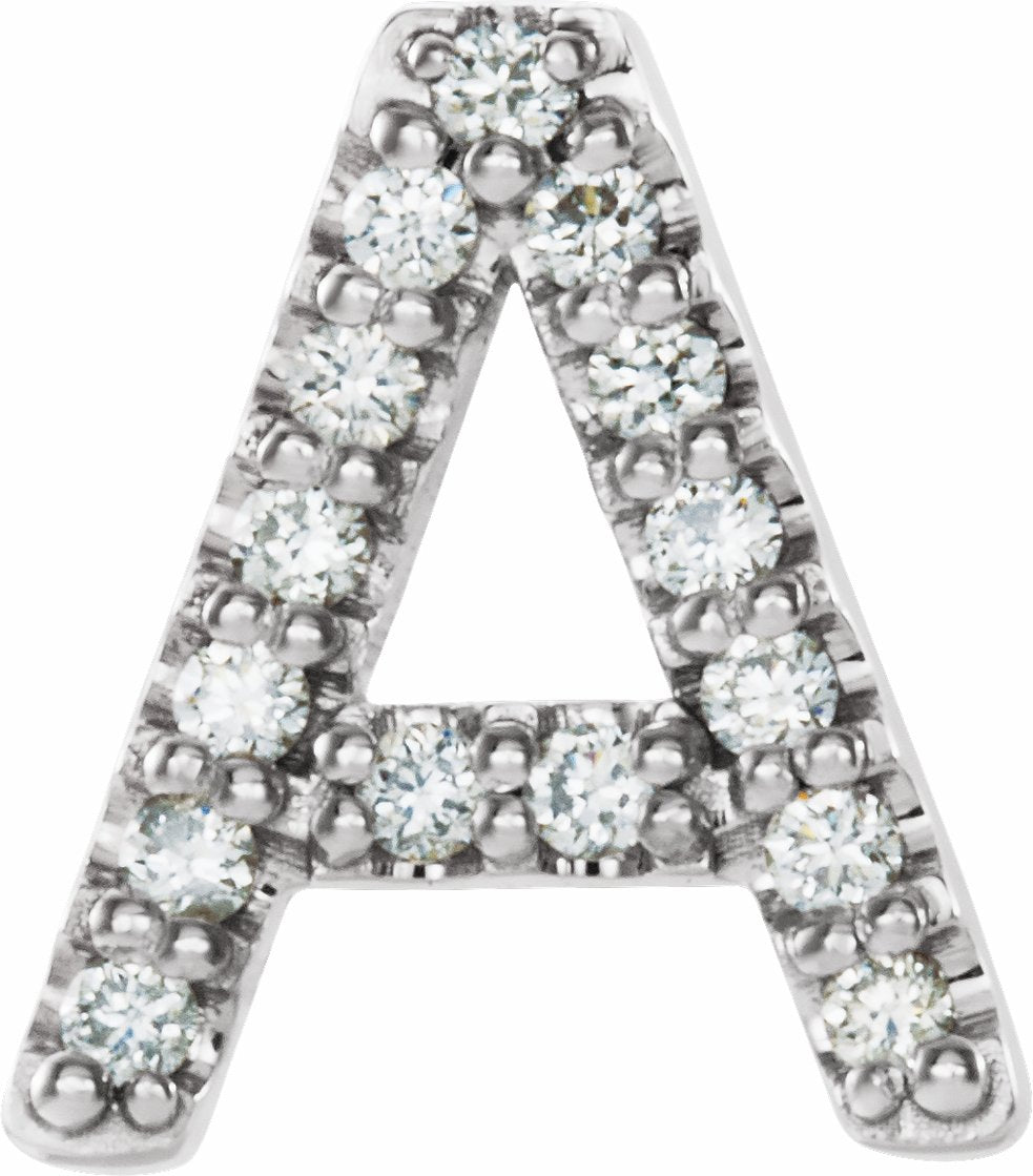 14K White .06 CTW Diamond Single Initial A Earring