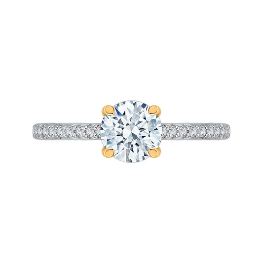 Shah Luxury 14K Two-Tone Gold Round Diamond Engagement Ring (Semi-Mount)