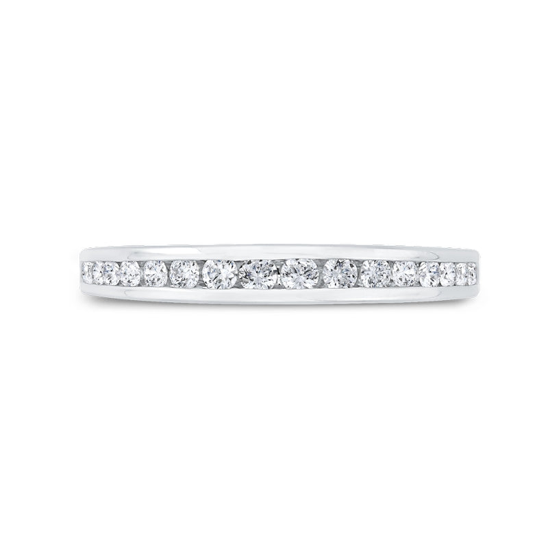 Shah Luxury 14K White Gold Round Diamond Channel Set Wedding Band