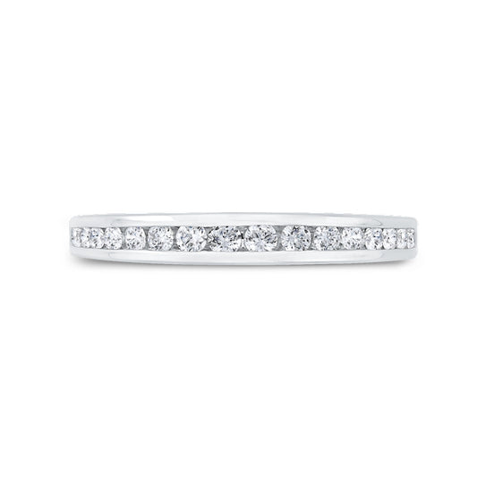 Shah Luxury 14K White Gold Round Diamond Channel Set Wedding Band