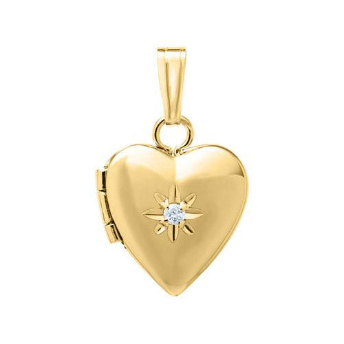 14K Yellow Gold .01ct Diamond Heart Child's Locket