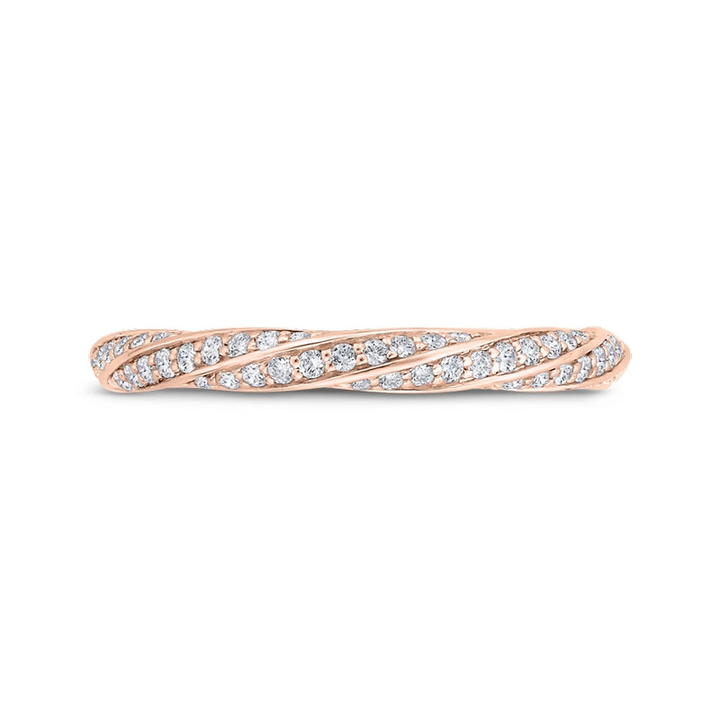 Shah Luxury 14K Rose Gold Round Cut Diamond Wedding Band