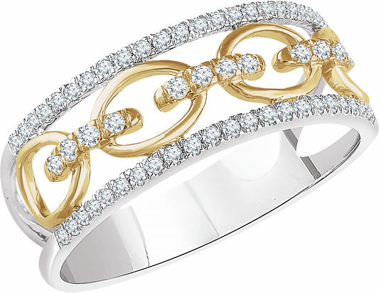 14K White & Yellow 1/4 CTW Diamond Link Ring
