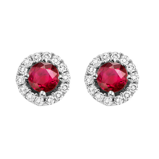 Gems One 14Kt White Gold Diamond (1/8Ctw) & Ruby (3/8 Ctw) Earring
