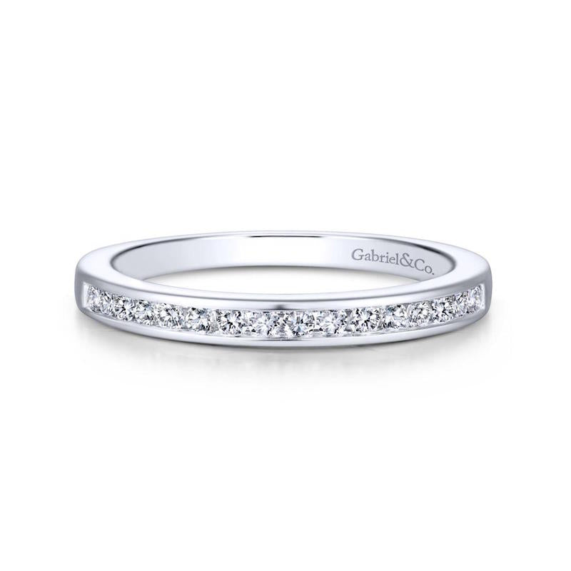 Gabriel & Co. 14k White Gold Contemporary Diamond Wedding Band
