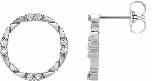 14K White 1/5 CTW Diamond Geometric Earrings