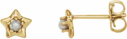 14K Yellow 3 mm Round June Youth Star Birthstone Earrings