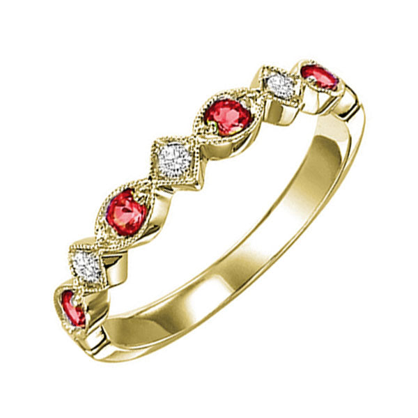 Gems One 14Kt Yellow Gold Diamond (1/20Ctw) & Ruby (1/6 Ctw) Ring