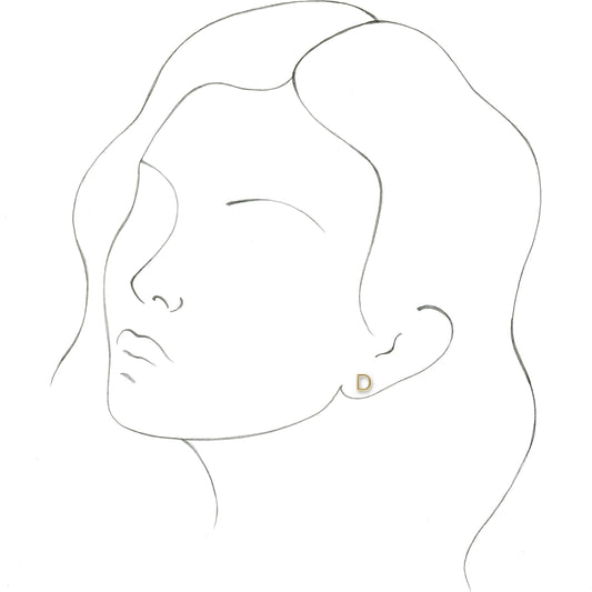14K Yellow Single Initial D Earring