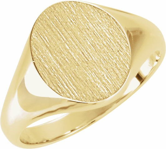 14K Yellow 11x9.5 mm Oval Signet Ring