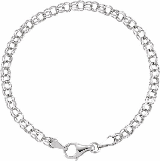14K White 3.75 mm Solid 7 Charm Bracelet