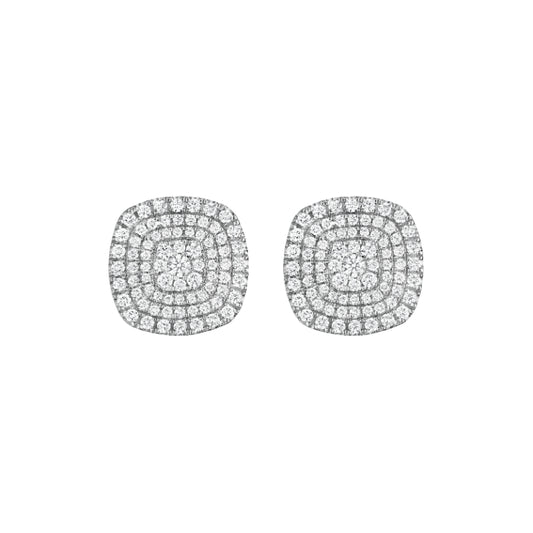 Henri Daussi White Platinum Diamond Stud Earrings