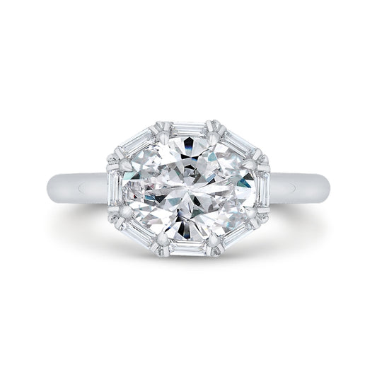 Shah Luxury 14K White Gold Oval Cut Diamond Cathedral Engagement Ring (Semi-Mount)
