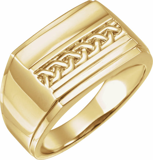14K Yellow 17x13 mm Rectangle Signet Ring