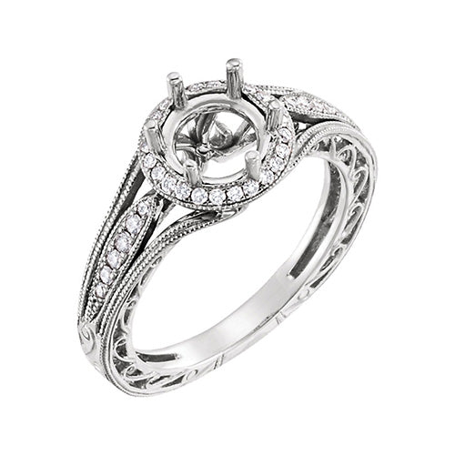 Stuller 14k White Round Diamond Semi-mounting Engagement Ring