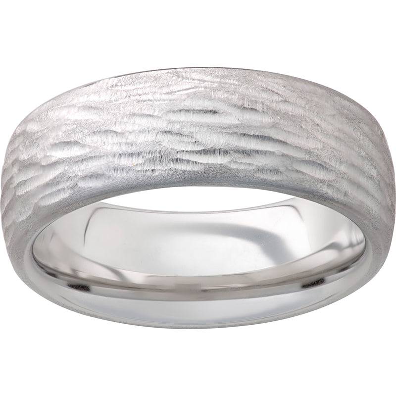 Serinium Domed Band with Bark Hand Finish
