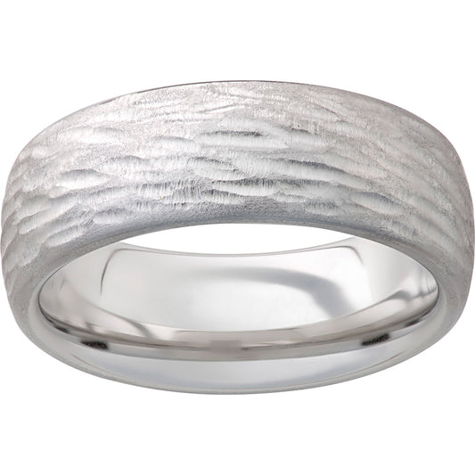Serinium Domed Band with Bark Hand Finish