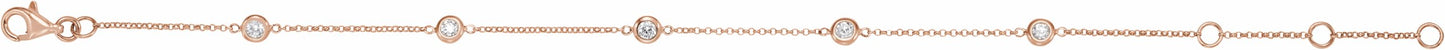 14K Rose 1/4 CTW Diamond Bezel-Set 5-Station Bracelet