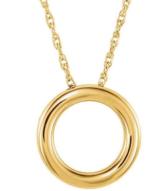14K Yellow 15 mm Circle 18 Necklace
