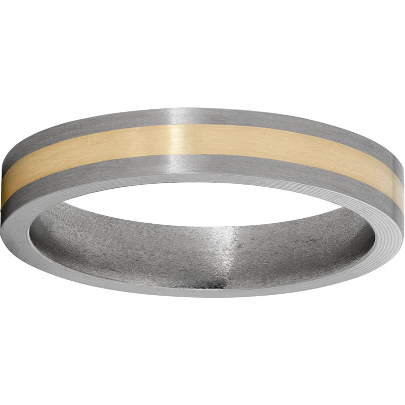 Titanium Flat Band with a 2mm 14K Yellow Gold Inlay and Satin Finish