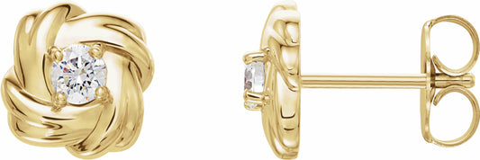 14K Yellow 1/5 CTW Diamond Knot Earrings