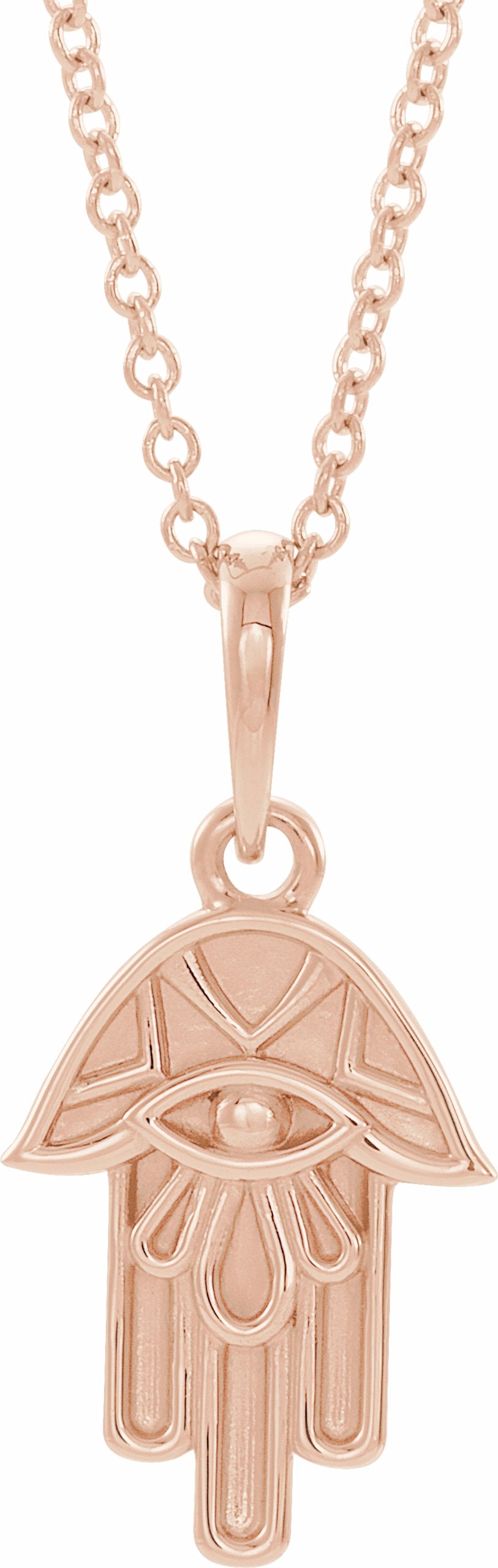 14K Rose Hamsa 16-18 Necklace