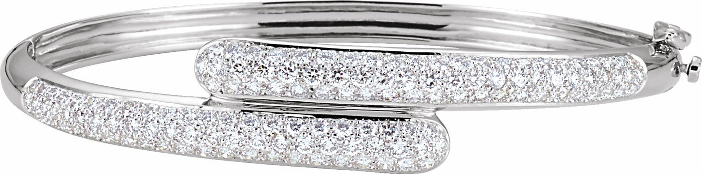 14K White 3 CTW Diamond Bangle Bracelet