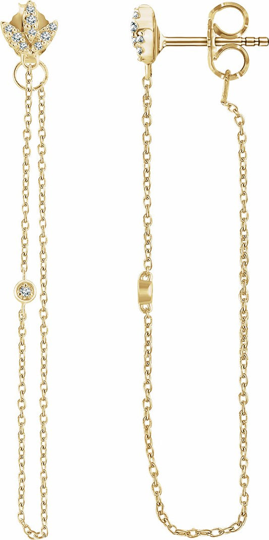 14K Yellow .08 CTW Diamond Chain Earrings