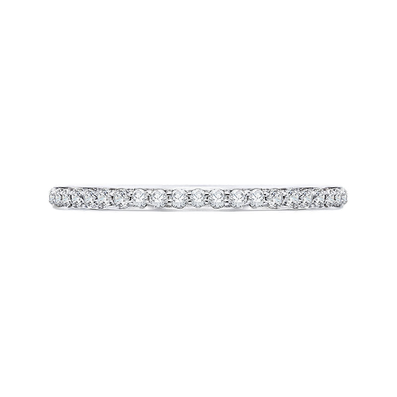 Shah Luxury 14K White Gold Round Diamond Wedding Band with Euro Shank