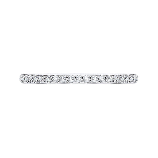 Shah Luxury 14K White Gold Round Diamond Wedding Band with Euro Shank
