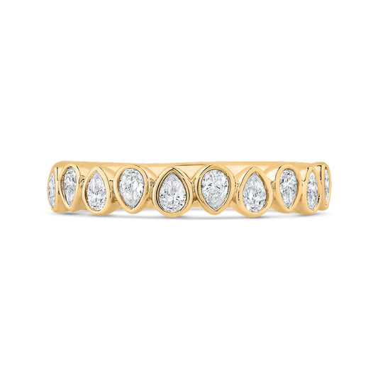 Shah Luxury 14K Yellow Gold Round Cut Diamond Wedding Band