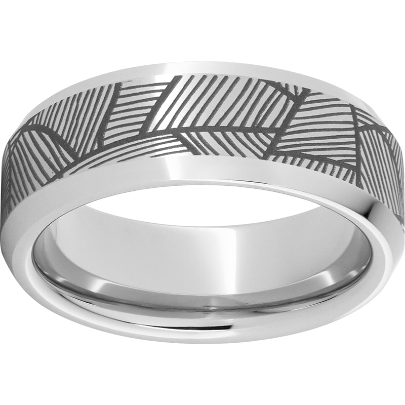 Serinium Beveled Edge Band with a Quill Laser Engraving