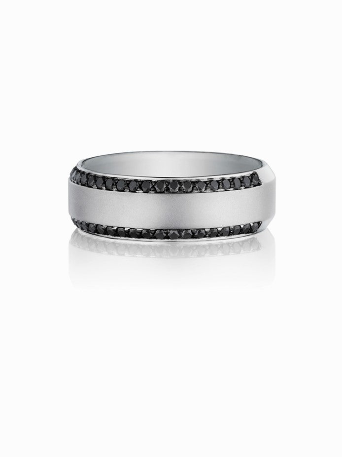 Henri Daussi 7mm Men's Wedding Band MB2 14k Gold White 0.50 Ctw.
