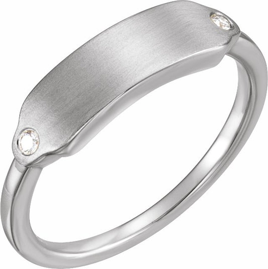 14K White .03 CTW Diamond 18x5 mm Rectangle Signet Ring