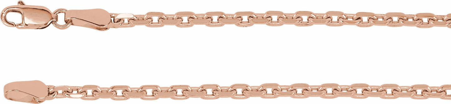 14K Rose 2.5 mm Diamond-Cut Cable 7 Chain