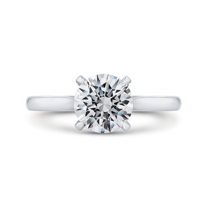 Shah Luxury 14K White Gold Round Diamond Classic Engagement Ring (Semi-Mount)