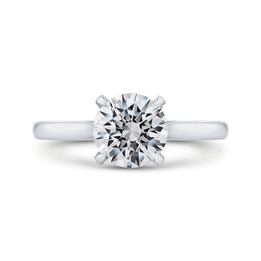 Shah Luxury 14K White Gold Round Diamond Classic Engagement Ring (Semi-Mount)