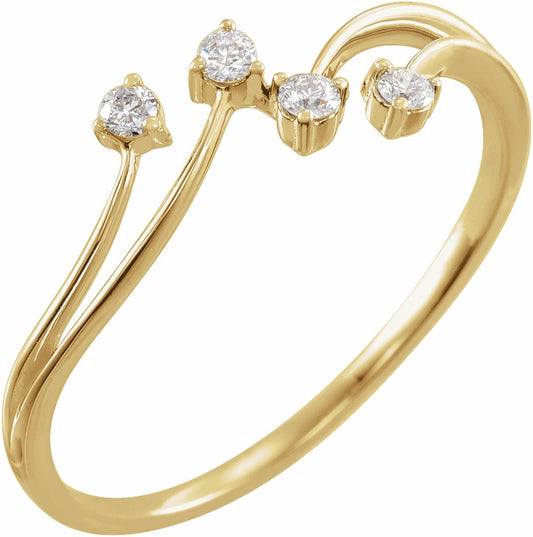 14K Yellow 1/10 CTW Diamond Bypass Ring