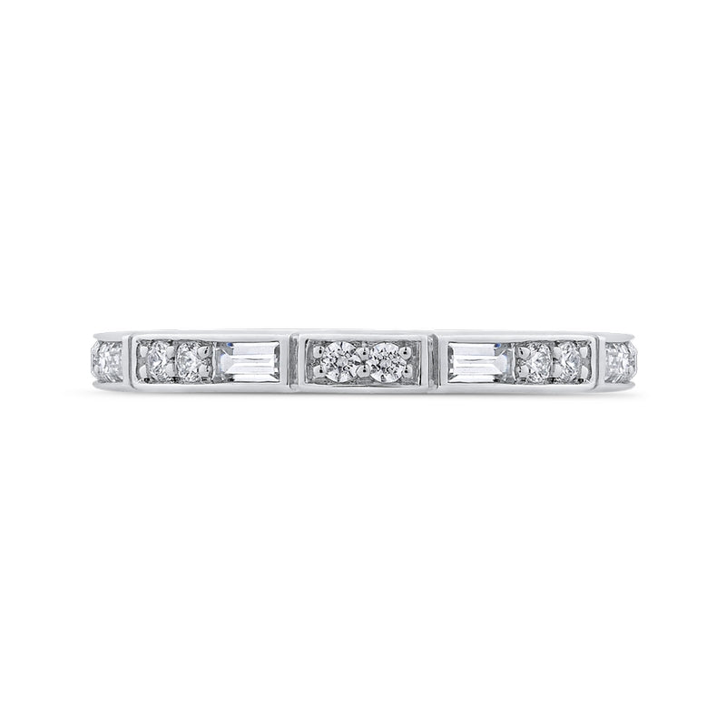 Shah Luxury Round and Baguette Diamond Wedding Band In Platinum